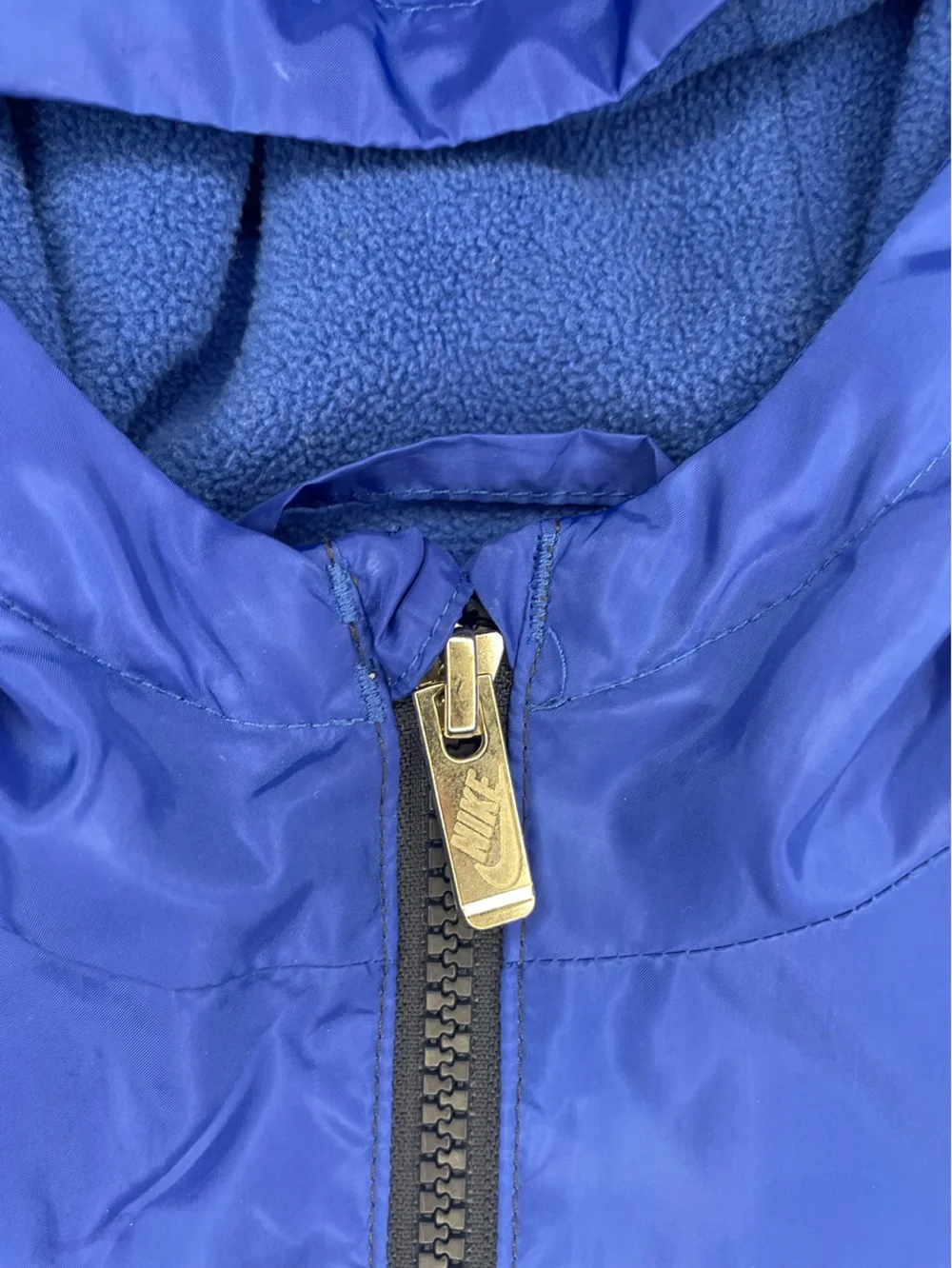 Nike Kids Blue and Navy Colorblock Fleece-Lined Hooded Fall Jacket-kids 7